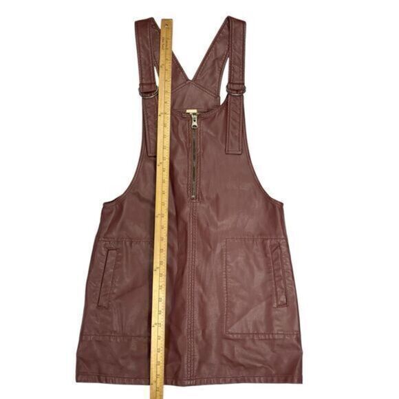 Free People Vegan Leather Dress Womens Size XS Burgundy Front Zip Western Mini - Picture 12 of 15